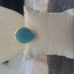 Genuine Turquoise & yellow gold pear shaped designer ring  💛 sizable